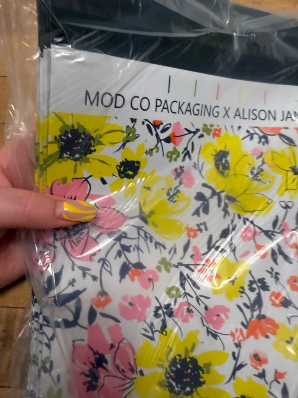 Floral Shipping Envelope – Pink & Yellow Blossom Design set of 100